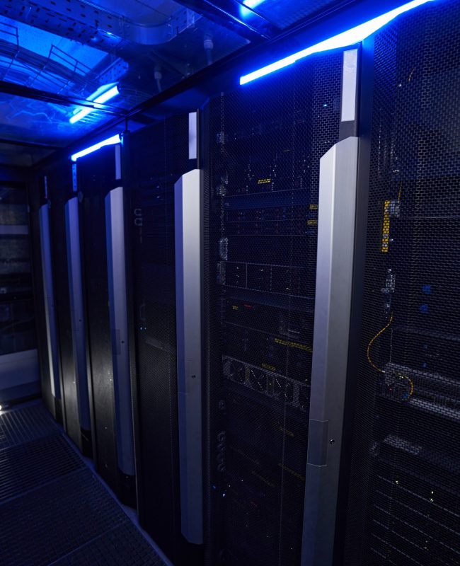 Supercomputers and storage system in tech room